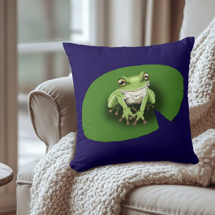 Coussin Rainette verte américaine sur nénuphar