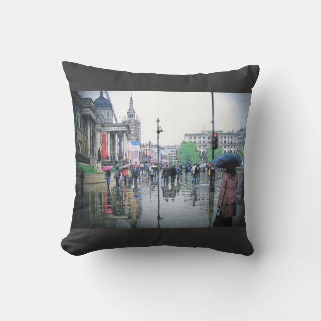 Coussin Rainy Day à Londres Angleterre (Recto)