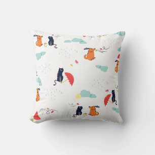 Coussin Rainy Day Friends : Chien de chat Vintage