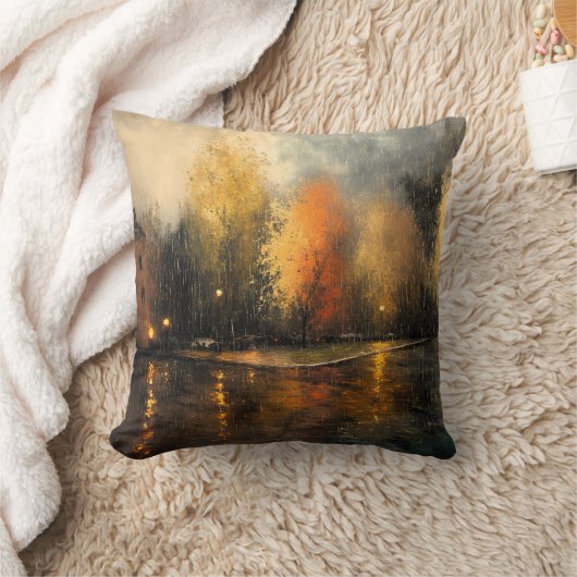 Coussin Rainy town abstrait Ai art (Couverture)