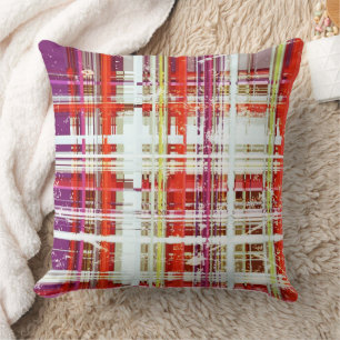 Coussin Raisin vintage à poches Plum Retro Plaid