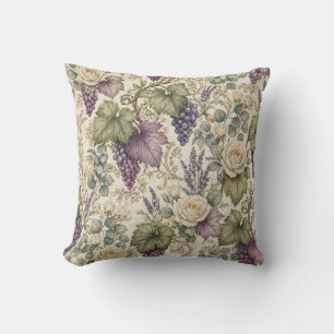 Coussin Raisins Antiques, Lavande & Roses Blanches