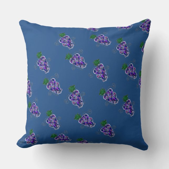 Coussin Raisins en bleu (Recto)
