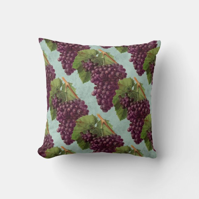 Coussin Raisins et vignes Vintages et pourpres (Recto)