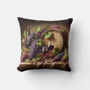 Coussin Raisins et vin vie morte