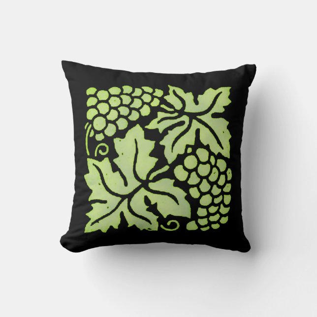 Coussin Raisins verts sur le noir (Recto)