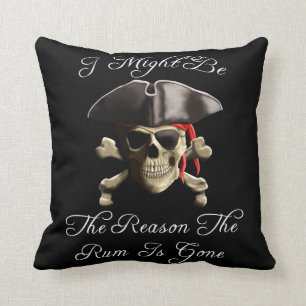 Coussin Raisonnent le rhum est crâne allé de pirate