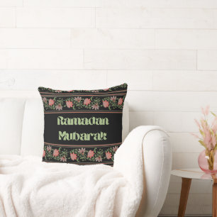 Coussin Ramadan Moubarak motif de bordure arabe islamique