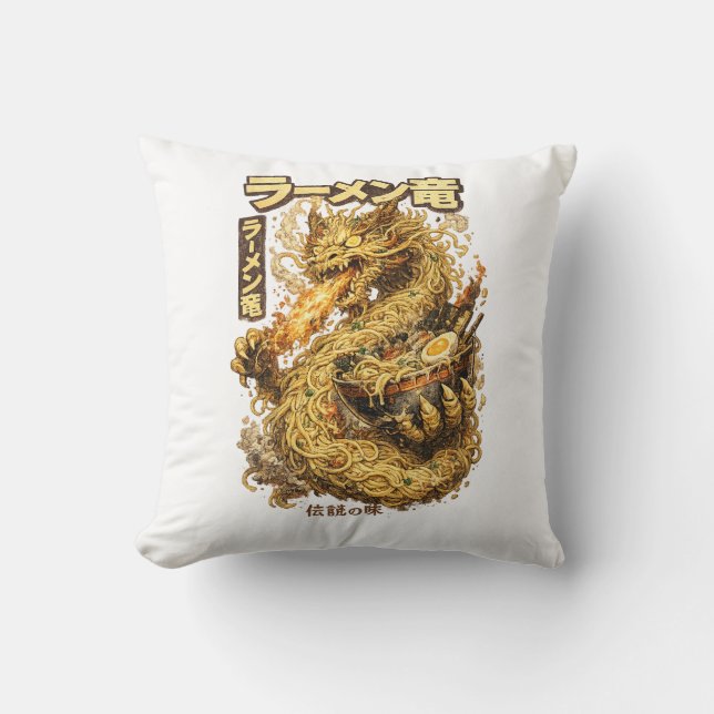 Coussin Ramen Dragon – Légende de saveur (Recto)