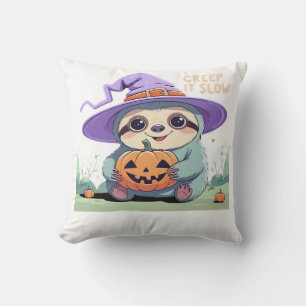 Coussin Rampe-le lentement � Chemise Halloween de paresseu