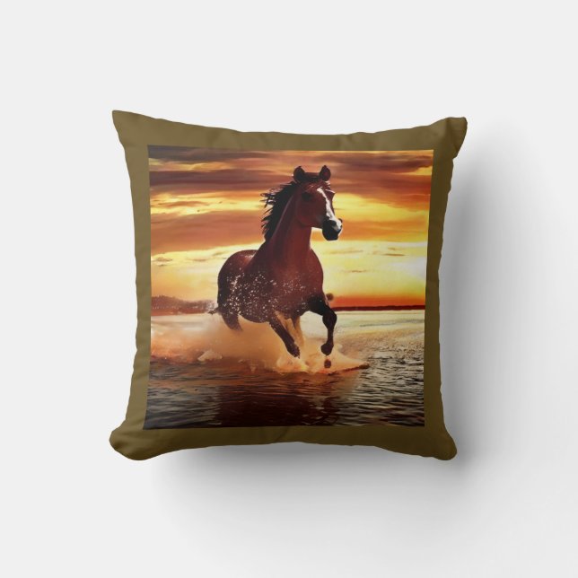 Coussin Randonnée À Cheval Sauvage À Travers Le Surf (Recto)