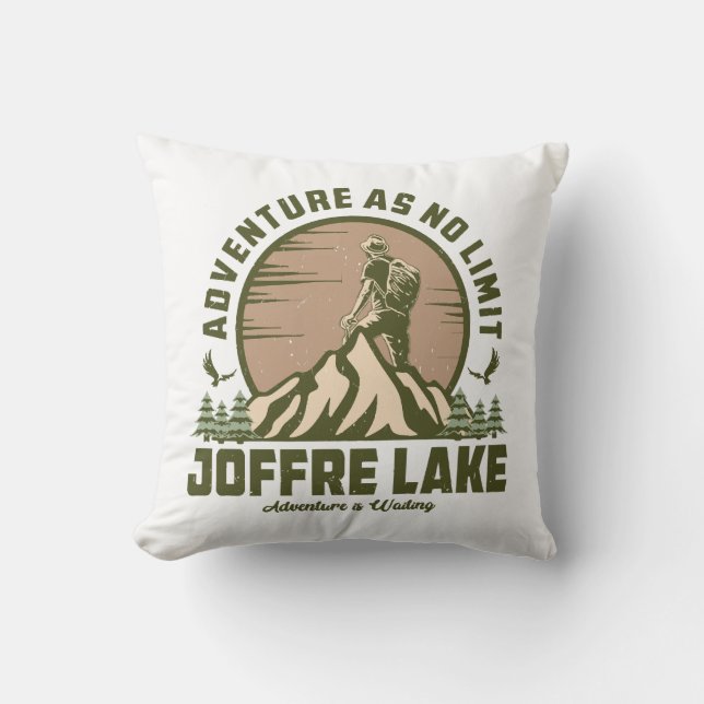 Coussin Randonnée Rétro du lac Joffre (Recto)