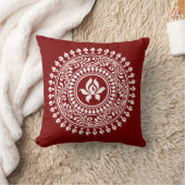 Coussin Rangoli festif rouge et blanc (Couverture)