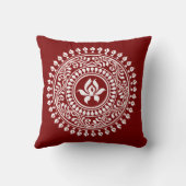 Coussin Rangoli festif rouge et blanc (Verso)