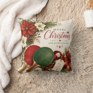 Coussin Raquette de ping pong et balle avec thème de Noël