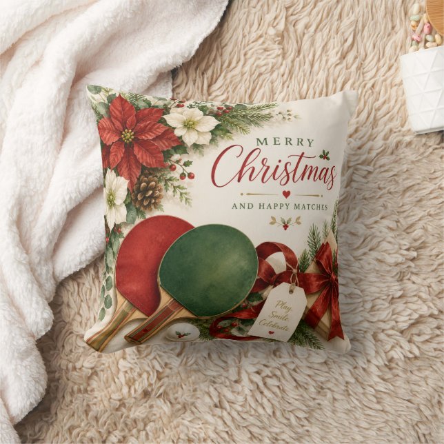 Coussin Raquette de ping pong et balle avec thème de Noël (Couverture)