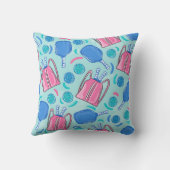 Coussin Raquettes et balles de pickleball bleues (Verso)
