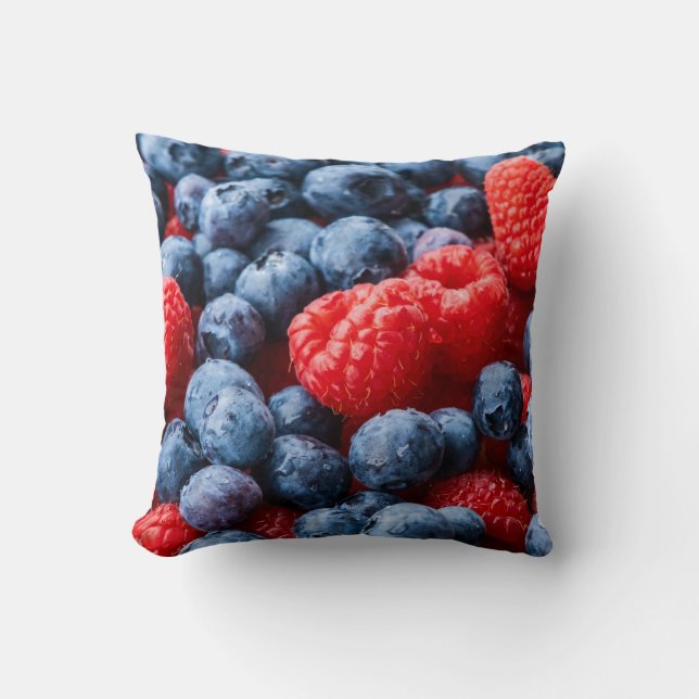 Coussin Raspberries et Blueberries (Recto)
