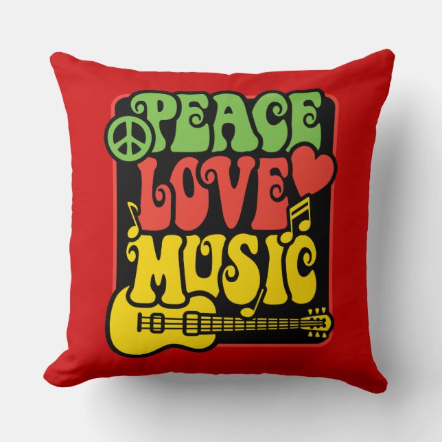 Coussin Rasta Peace Love Music (Recto)