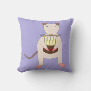 Coussin Rat de Siamese avec gâteau d'anniversaire