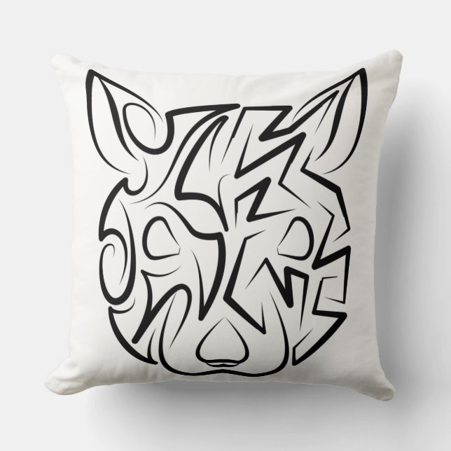 Coussin Rat tribal noir et blanc (Recto)