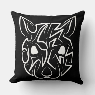 Coussin Rat tribal noir et blanc