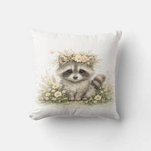 Coussin Raton laveur ami de la forêt