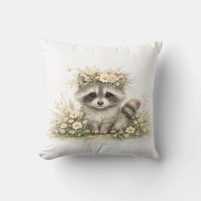 Coussin Raton laveur ami de la forêt (Recto)