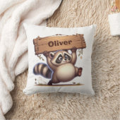 Coussin Raton laveur dodu avec plaque de nom en bois (Couverture)
