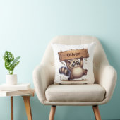 Coussin Raton laveur dodu avec plaque de nom en bois (Chaise)