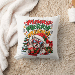 Coussin Raton laveur festif Arbre de Noël Chocolat chaud M