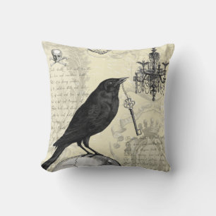 Coussin Raven and the Key, gothique, halloween,