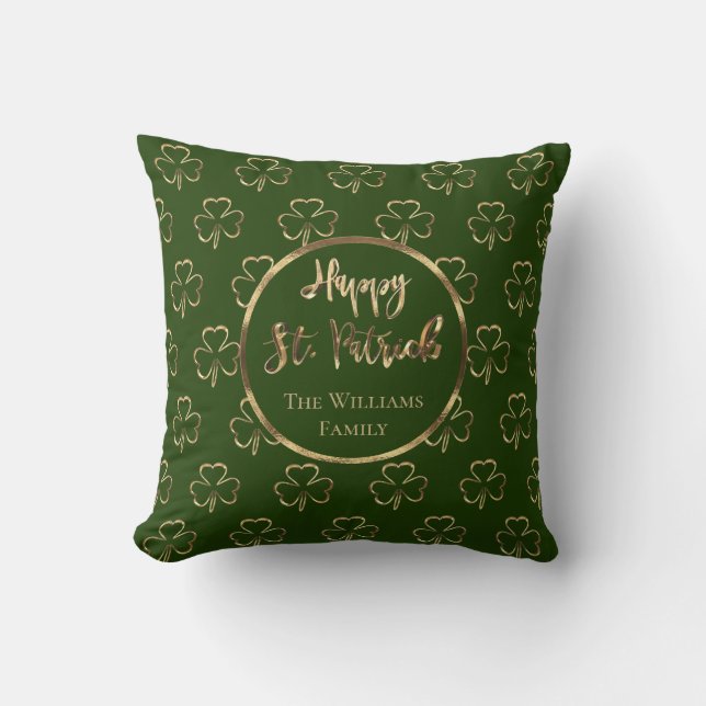 Coussin Ravie St. Patrick Shamrocks Green Clovers irlandai (Recto)
