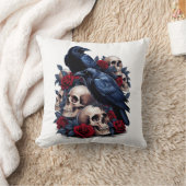 Coussin Ravins et Roses : conception gothique du crâne (Couverture)