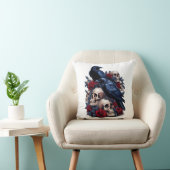 Coussin Ravins et Roses : conception gothique du crâne (Chaise)