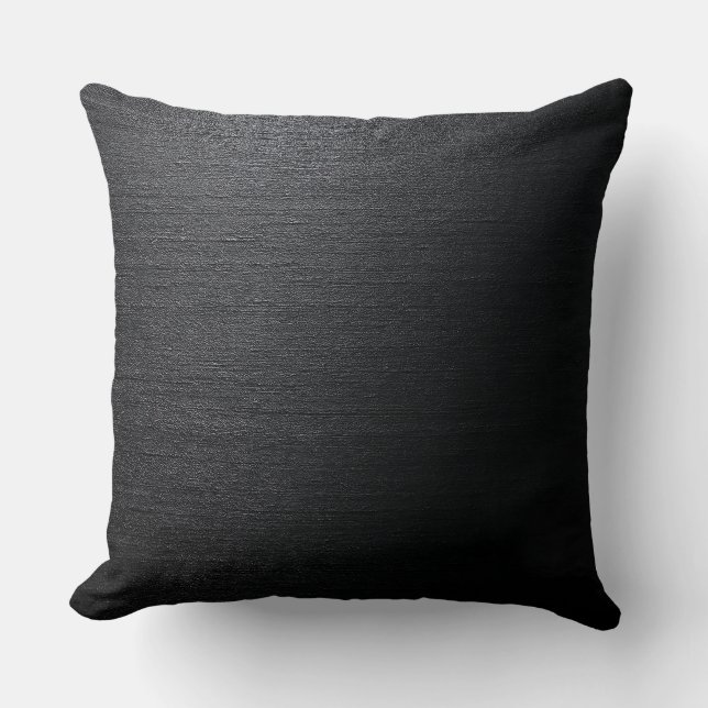 Coussin Raw silk dupioni texture in deep black color (Recto)