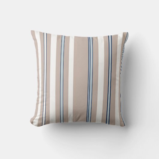 Coussin Rayé beige, blanc et bleu (Recto)