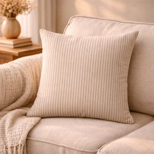 Coussin Rayé Beige & Taupe Maison de Campagne Rustique Neu