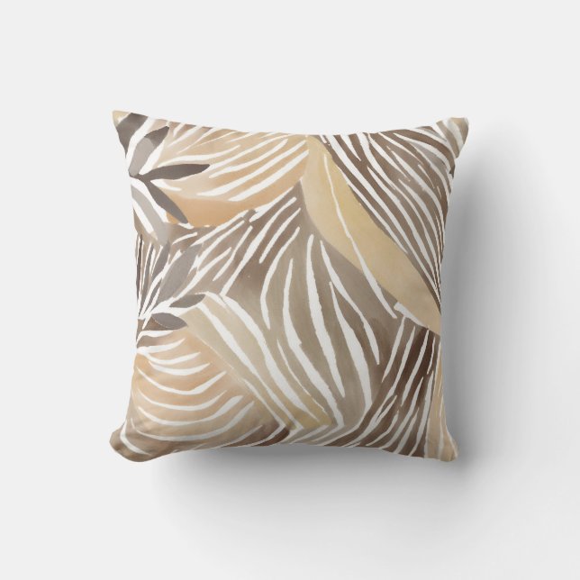 Coussin Rayé Moderne Neutre Beige Simple (Recto)