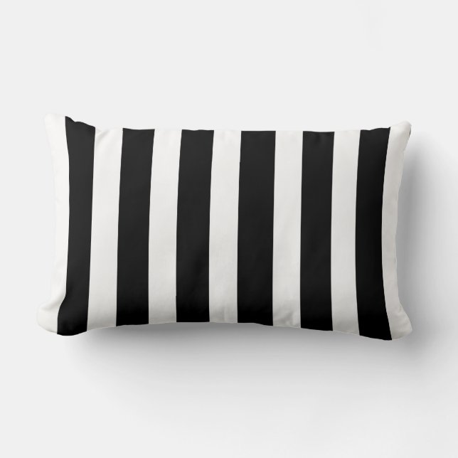 Coussin rayé noir et blanc chic (Recto)