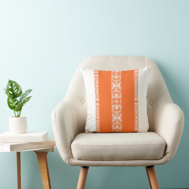 Coussin Rayé orange et blanc (Chaise)