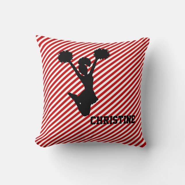 Coussin rayé rouge de pom-pom girl (Recto)