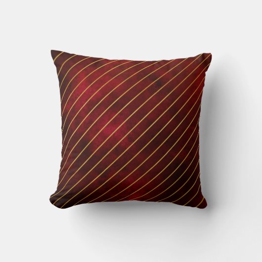 Coussin rayé rouge foncé et or (Recto)
