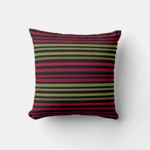 Coussin rayé, simple, rose, bandes horizontales, minimal