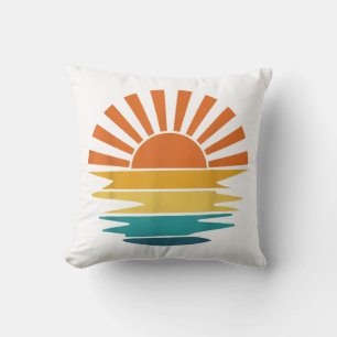 Coussin Rayons de soleil couchant rétro ondulés Vintage so