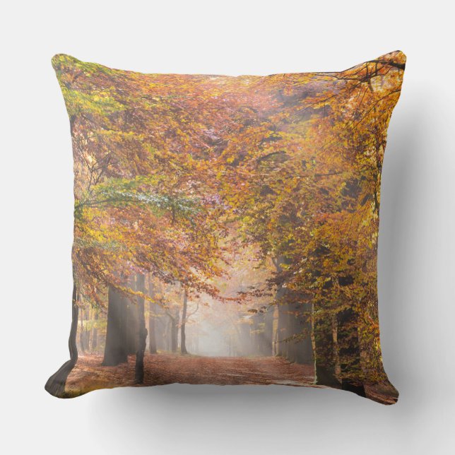Coussin Rayons de soleil dans un carreau de forêt (Recto)