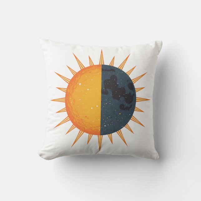 Coussin Rayons Vintages rétro Sun et Moon (Recto)