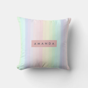 Coussin Rayure arc-en-ciel pastel personnalisée