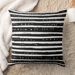 Coussin Rayure au pinceau sec dessiné à la main en noir et