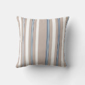 Coussin Rayure Classique Beige, blanc et bleu (Verso)